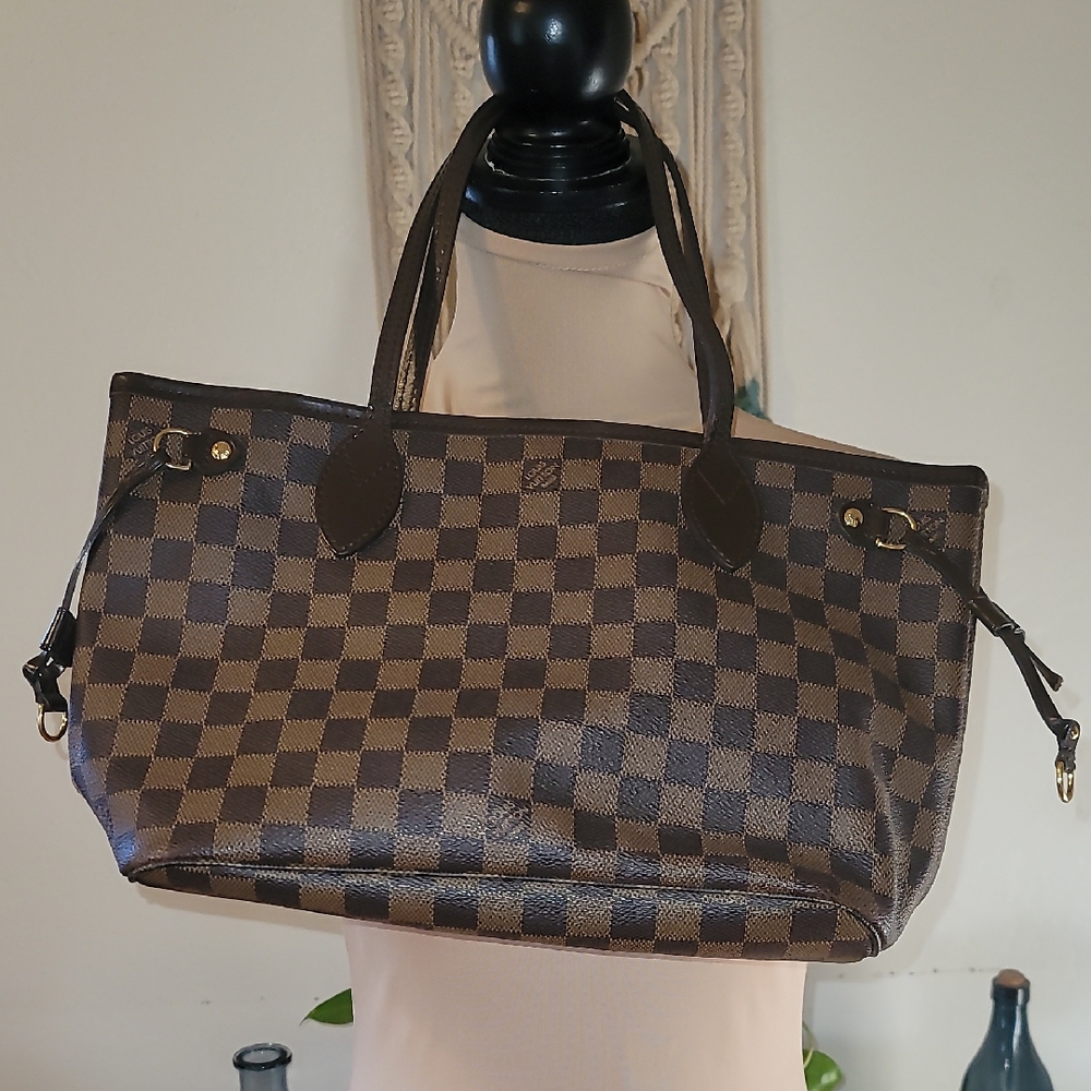 Checkered Brown Tote Bag